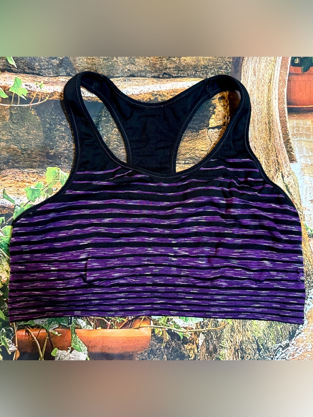 C9 by Champion Racerback Sports Bra with Purple and Black Glitch Stripe Size XXL - Picture 4 of 6